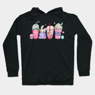 Happy Easter Bunny Coffee Lover Latte Iced Easter Day Hoodie